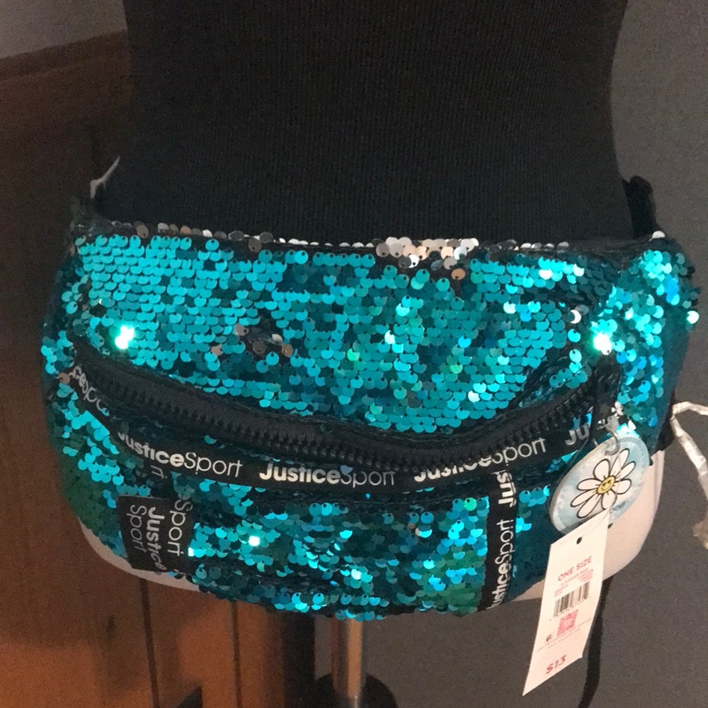 Justice Turquoise and Silver Sequins Fanny Bum Pack